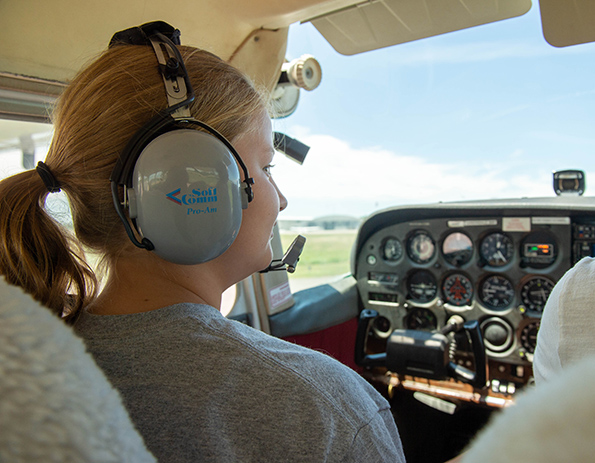 SIU Aviation Flight Student in the Cockpit