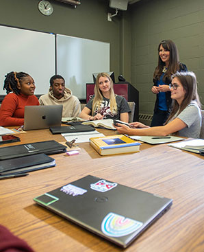 Business Students work on a project