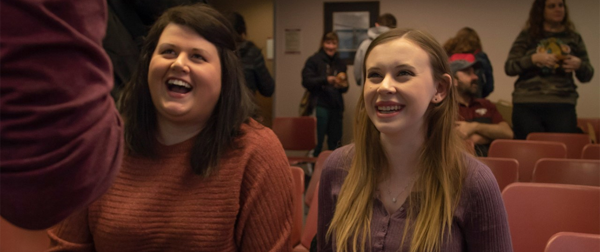 SIU Communication Students practicing in theater