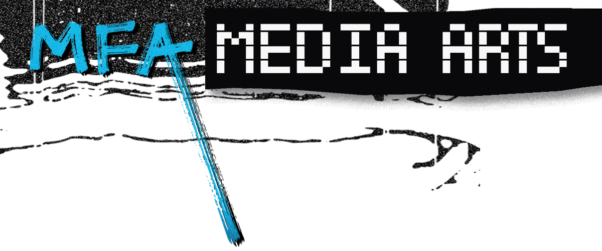 Logo reading ‘MFA Media Arts’ in distressed blue and white text