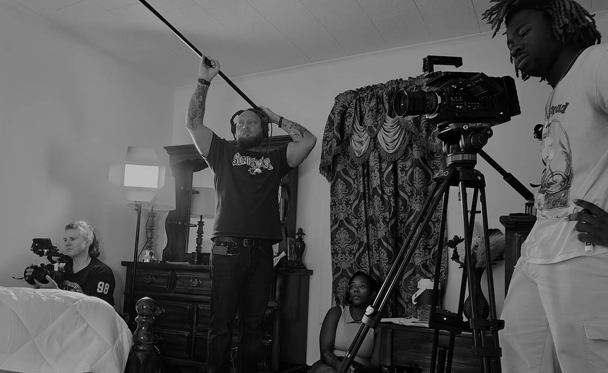 Behind the scenes camera workers on MFA student Diazha Berry's film