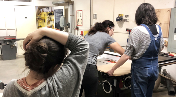 SIU Students Working in woodshop