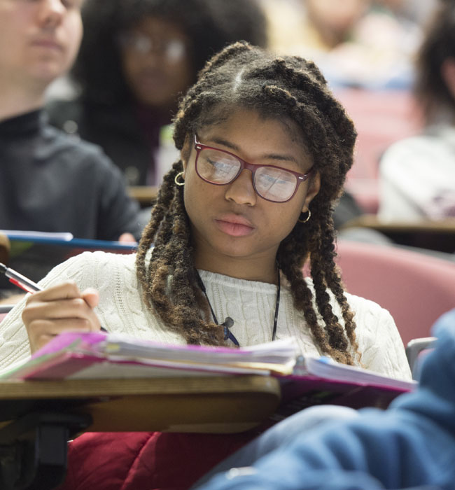 Student in class