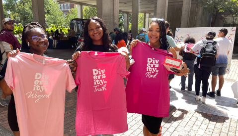SIU Women, Gender and Sexuality Studies Students show off their diversity t-shirts