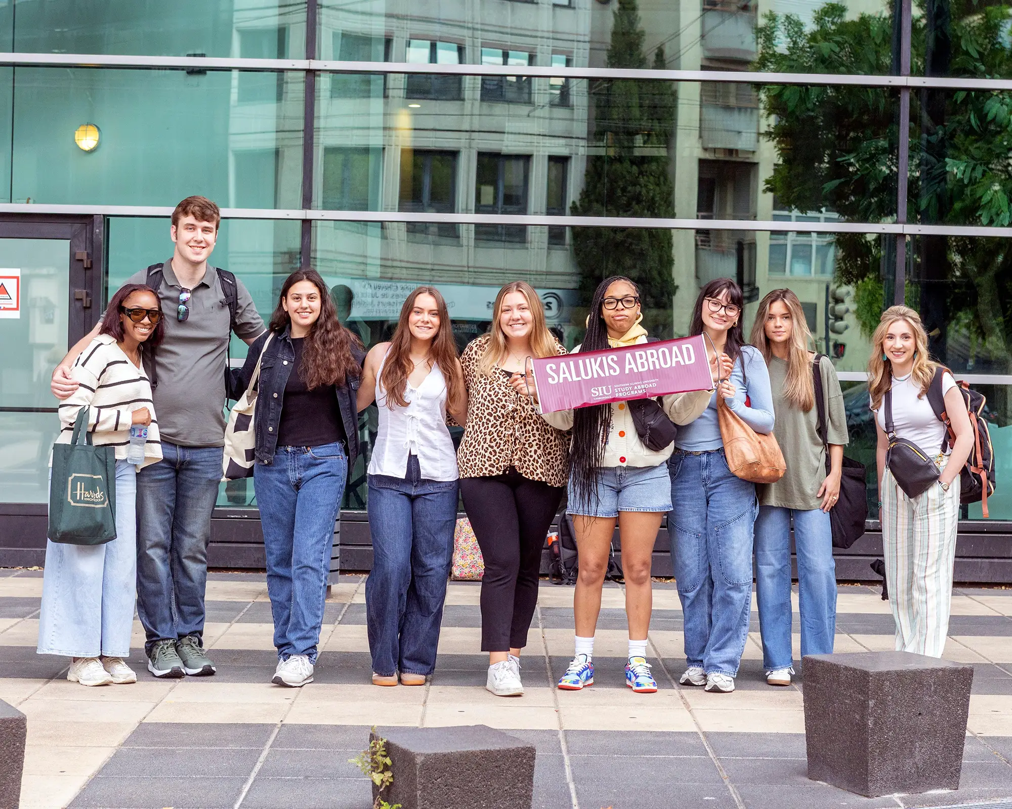 SIU study abroad students outside of Grenoble