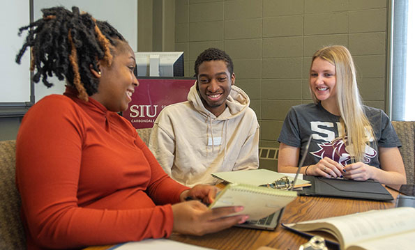 SIU Student in conference room