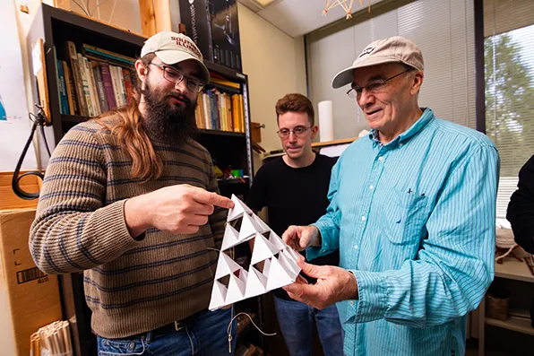 SIU Math Students review a geometric shape